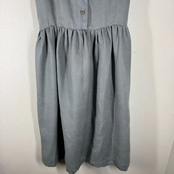 chinese dress ladies Grey Sleeveless Linen Dress, Linen Pinafore Dress main image 0
